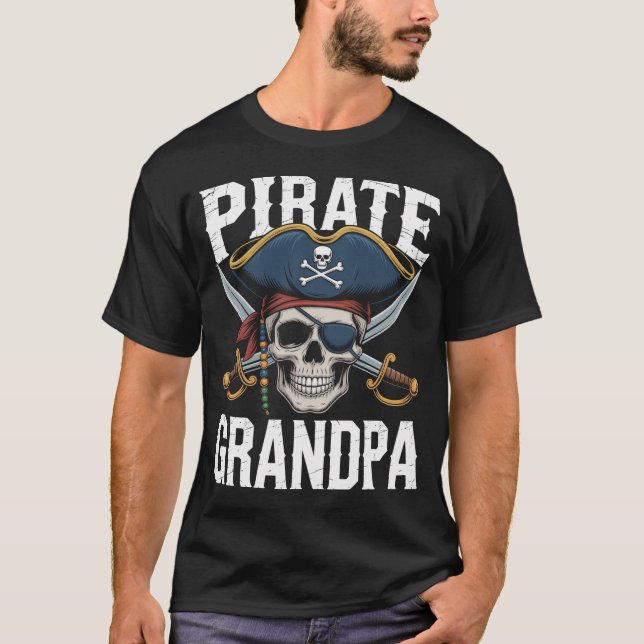 Familie Skull Pirate Grandpa T-Shirt (Vorderseite)