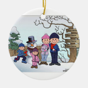 Familie Snowman - 1 Junge, 1 Mädchen Keramik Ornament
