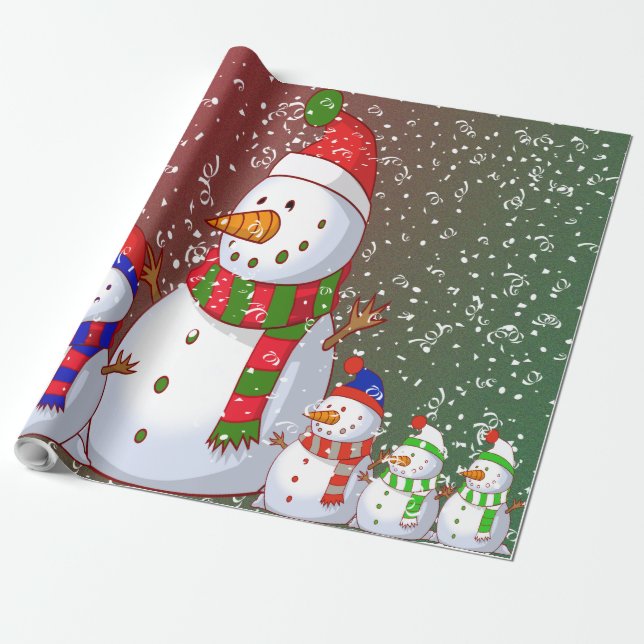 Familie Snowman - Geschenkpapier (Ungerollt)