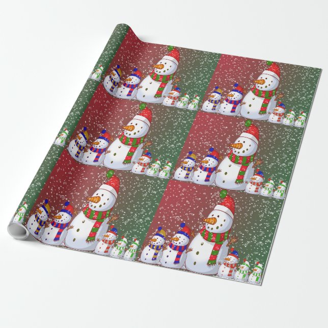 Familie Snowman - Geschenkpapier (Ungerollt)
