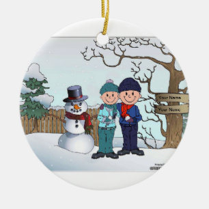 Familie Snowman - Männer und Männer Keramik Ornament
