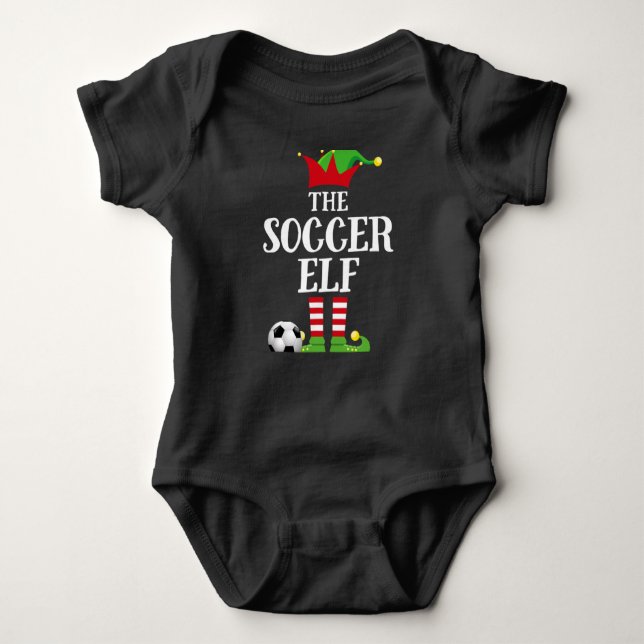 Familie Soccer Elf passt Weihnachtsmannschaft Elf Baby Strampler (Vorderseite)