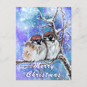 Familie Sparrows Winter Weihnachtskarte Postkarte
