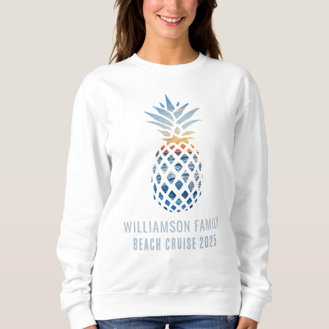 Familie Sunset Beach Ananas Tropical Cruise Sweatshirt (Vorderseite)