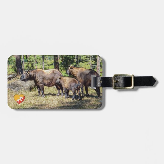 Familie Takin, bhutanisches Landtier, Asien Gepäckanhänger (Vorderseite horizontal)