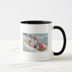 Familie Tobogganing und Anwendung von Lutted Tasse