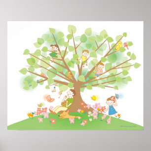 Familie und Baum Poster
