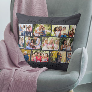 Familie und Freunde Zitat 12 Foto-Collage Schiefer Kissen