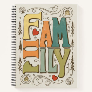 Familie - Vintages Typografie-Design Notizbuch