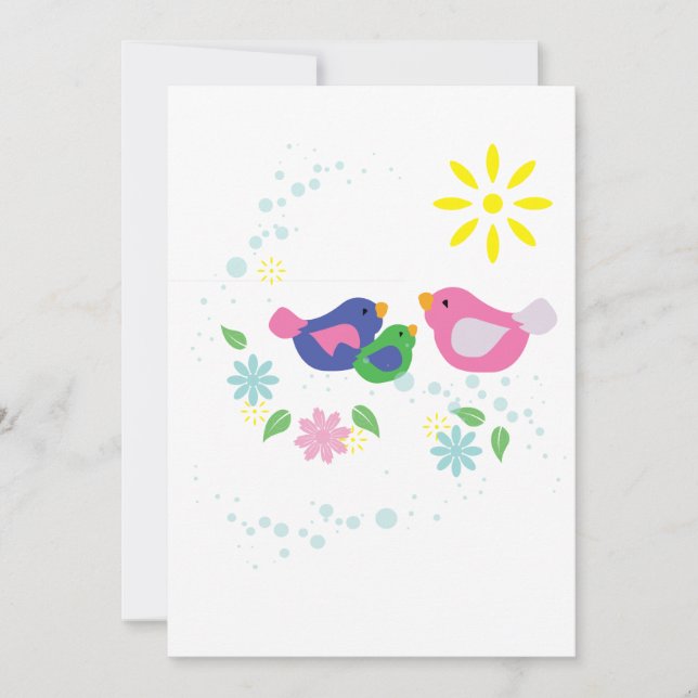 Familie von 3 Vögeln Dankeskarte (Vorderseite)