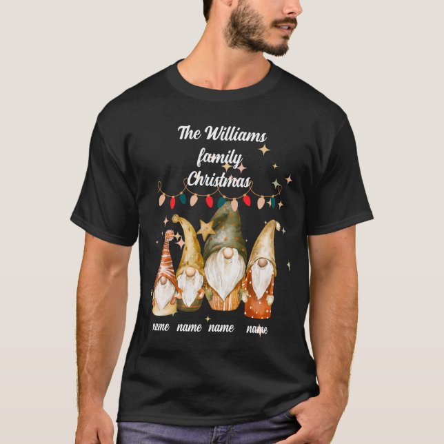 Familie von 4 Gnome Weihnachten T - Shirt (Vorderseite)