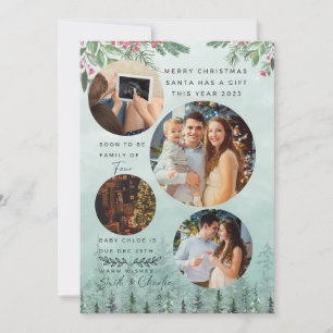 Familie von 4 Schwangerschaftsankündigung Wasserfa Feiertagskarte