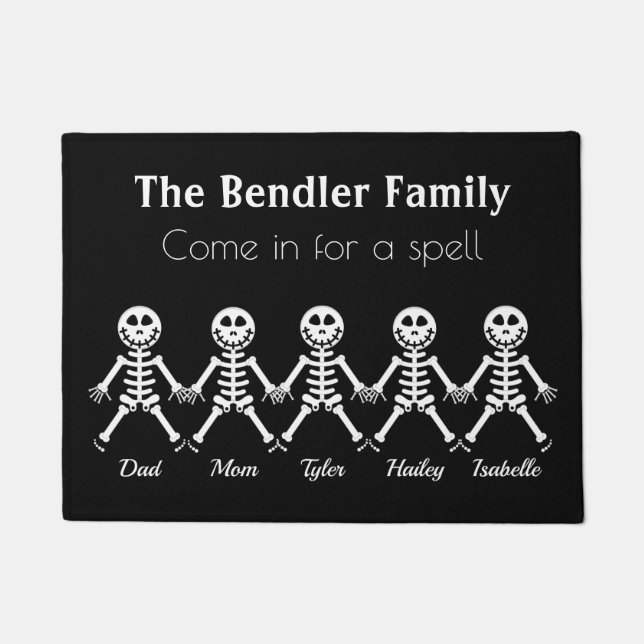 Familie von 5 Skeleton Halloween Doormat Fußmatte (Vorderseite)