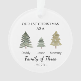 Familie von drei Personalisierten Babys Erstes Wei Ornament