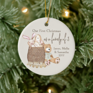 Familie von drei Teddybär benutzerdefiniertes Foto Keramik Ornament