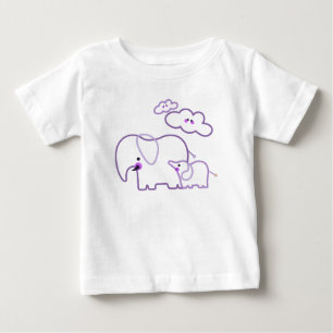 Familie von Elefanten mit lila Wolken Baby T-shirt