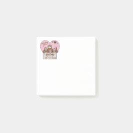 Familie von Faultieren mit Umschlag, Herz und Text Post-it Klebezettel