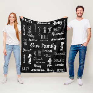 Familie von fünf in Coolen Schriftart Fleecedecke
