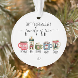 Familie von fünf Weihnachtsakrylen Ornament