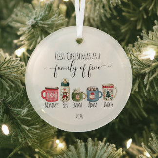 Familie von fünf Weihnachtsgläsern Ornament Aus Glas