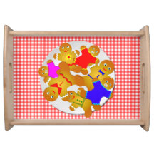 Familie von Gingerbread Men, Red Gingham Hintergru