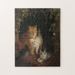 Familie von Katzen Vintage mittelalterliche Kunst Puzzle
