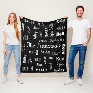 Familie von sechs im coolen Schriftart Fleecedecke