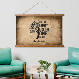 Familie Wandteppich Mit Holzrahmen