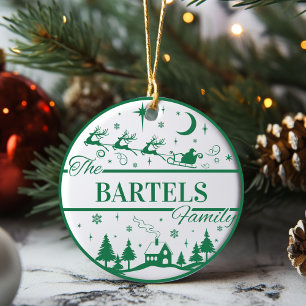 Familie Weihnachten mit Sleigh Gewohnter Weihnacht Keramik Ornament
