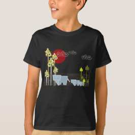 Familie Whimsical Elephant in Wald & Rote Sonne T-Shirt