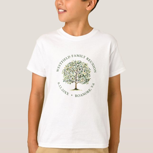 Familie Wiedersehen Woodland Wasserfarbbaum T-Shirt (Vorderseite)