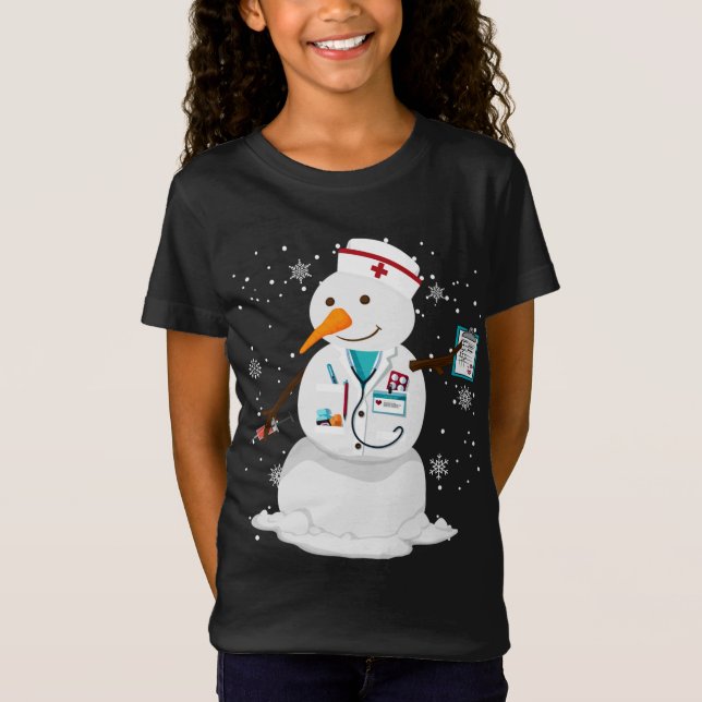Familie Winter Santa Snowman Krankenschwester Weih T-Shirt (Vorderseite)