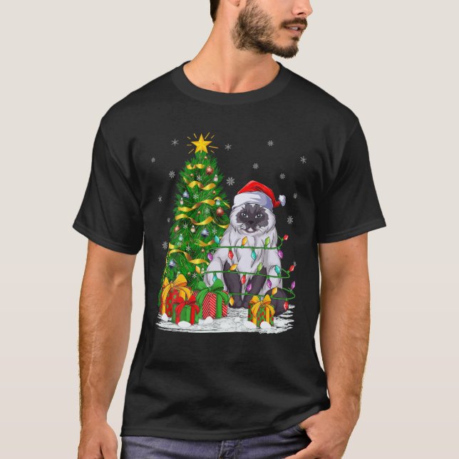 Familie Xmas Matching Santa Himalayan Cat Chri T-Shirt (Vorderseite)
