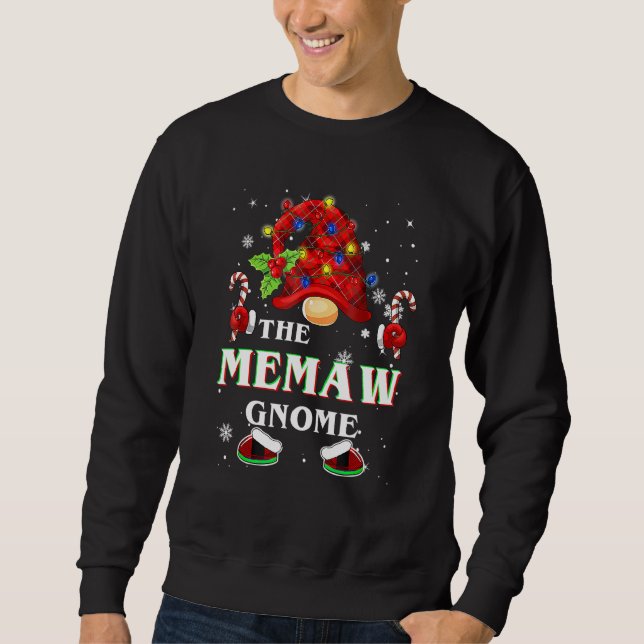 Familie Xmas Pajama Memaw Gnome Buffalo Kariert Ma Sweatshirt (Vorderseite)