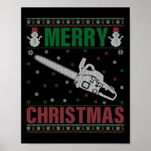 Familie Xmas Pajamas Matching Chainsaw Ugly Christ Poster