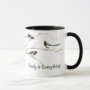 Familie Zitat Watercolor Magpie Bird Familie Tasse