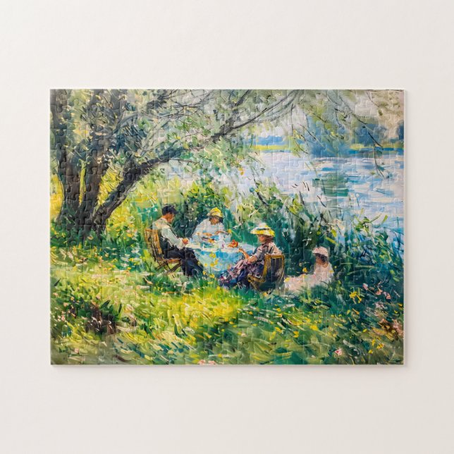 Familie zum Picknick in einem üppigen Wiesen Puzzl Puzzle (Horizontal)
