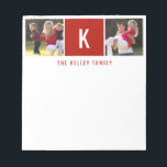 Familie Zwei Fotos Personalisierter roter Notepad Notizblock<br><div class="desc">Fügen Sie Ihre bevorzugten Fotos, Initial- und Textdateien mithilfe des Vorlagenformulars hinzu. Wählen Sie "Weiter anpassen", um die Foto nach Bedarf zu verschieben oder den Schriftart zu ändern.</div>