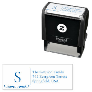 Familien-Adresse mit Monogramm-Stempel Permastempel