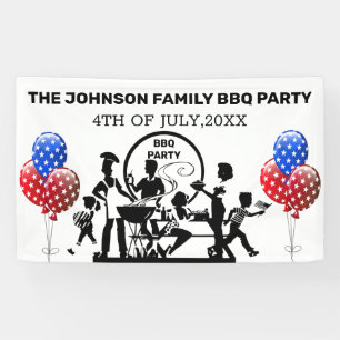 Familien-BBQ-Party Schwarz Rot Weiß und Blau Banne Banner