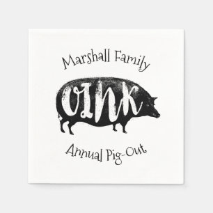 Familien-BBQ-Rippen-Vintage-Schwein Lustig Serviette
