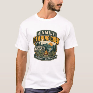 Familien-Camping-Crew Vintage-Camper & Lagerfeuer- T-Shirt
