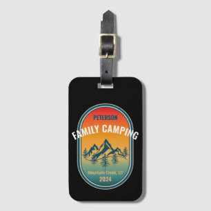Familien-Camping im Vintage-Sunset-Look Abenteuer Gepäckanhänger