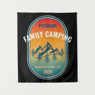Familien-Camping im Vintage-Sunset-Look Abenteuer Wandteppich