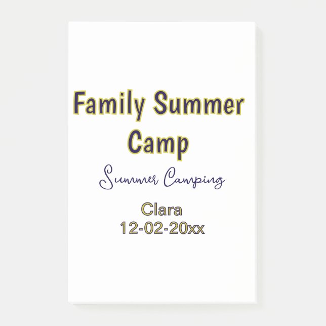 Familien-Camping-Urlaub benutzerdefiniert Name Dat Post-it Klebezettel (Vorderseite)