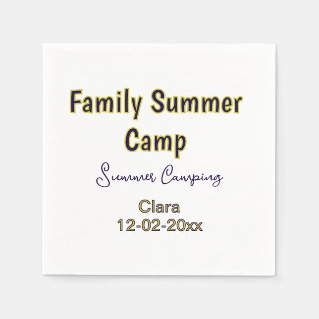 Familien-Camping-Urlaub benutzerdefiniert Name Dat Serviette (Vorderseite)