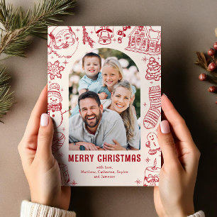 Familien-Doodle-Foto-Weihnachten Feiertagskarte