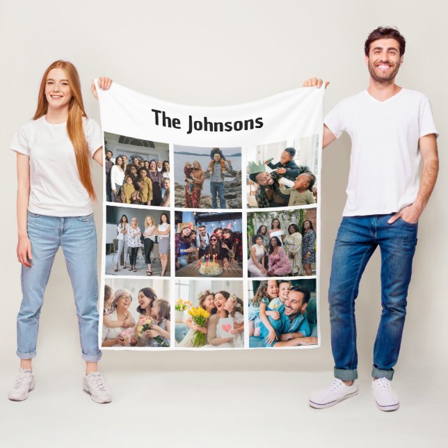 Familien Erinnerungen 9 Foto Raster Personalisiert Fleecedecke (Beispiel)