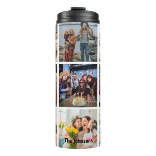 Familien Erinnerungen 9 Foto-Raster Personalisiert Thermosbecher
