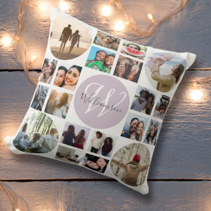 Familien Erinnerungen Monogramm 20 Foto Collage Kissen